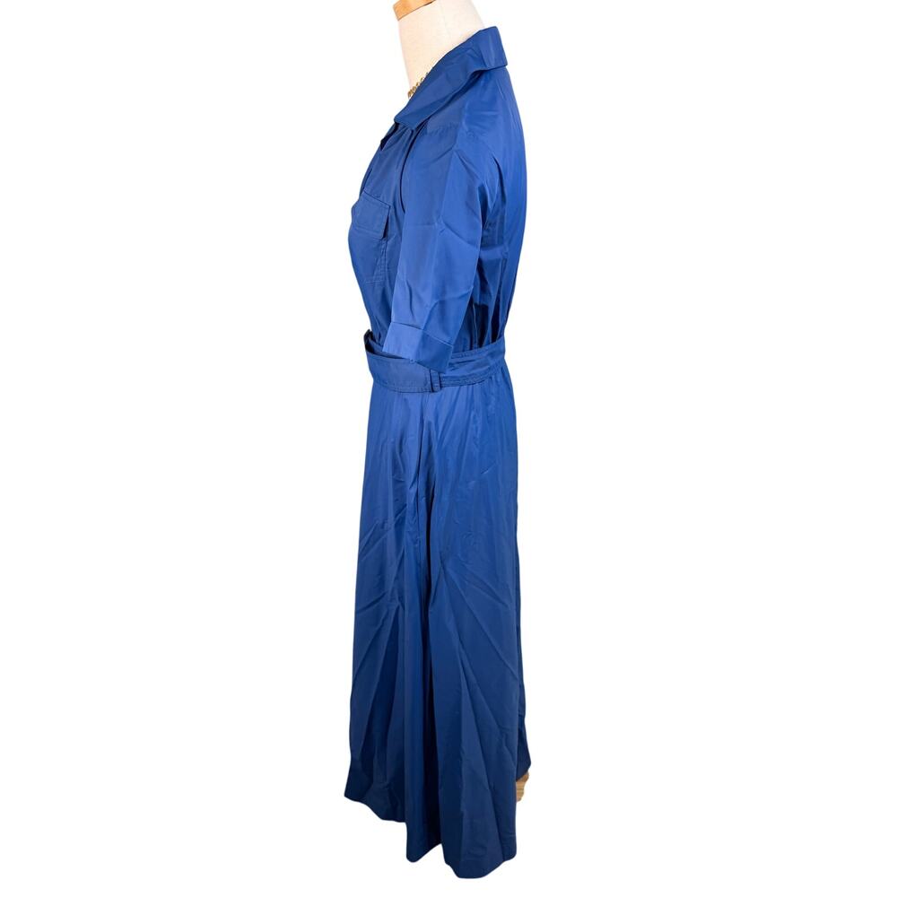 Staud Millie Maxi Belted Shirt Dress Lapis Blue recycled nylon size 00 XXS - Picture 9 of 14